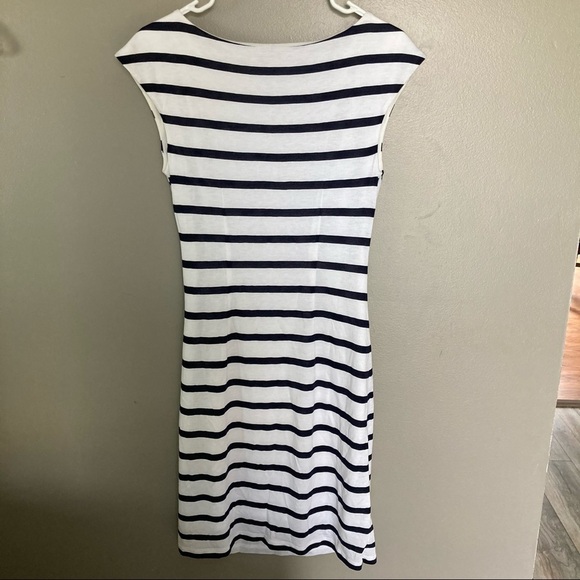 LOFT Navy and White Stripe Dress - Picture 2 of 3